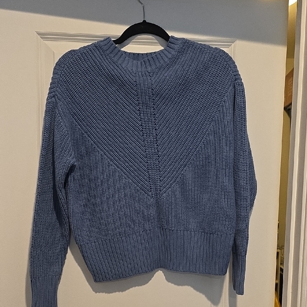 a.n.a Textured Blue Crew Neck Sweater
